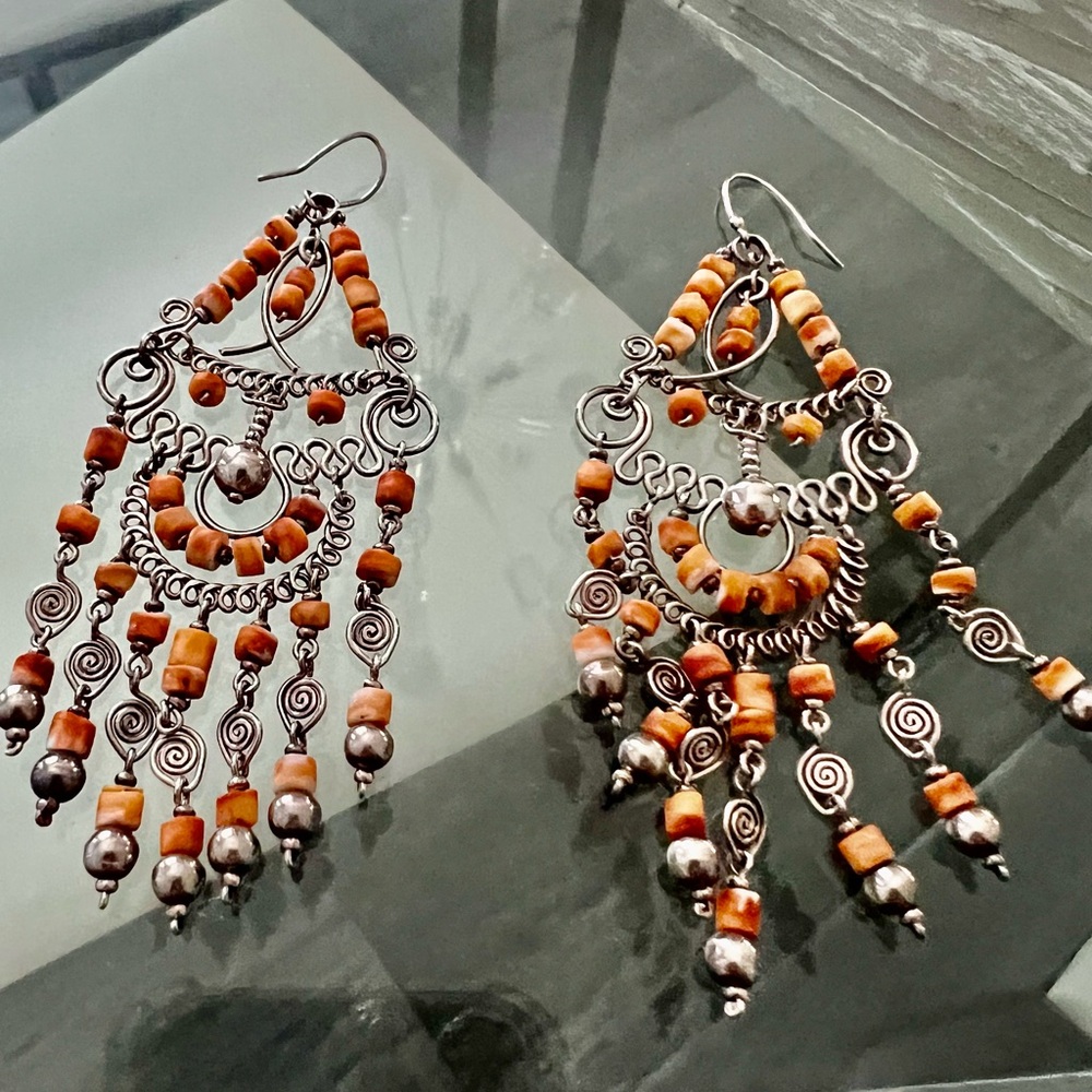 Peruvian 925 silver & semi precious stone earrings ✨ - Picture 3 of 3